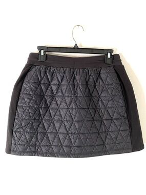 Athleta Black Quilted Hybrid Skirt Drawstring Waist Stretch Panels